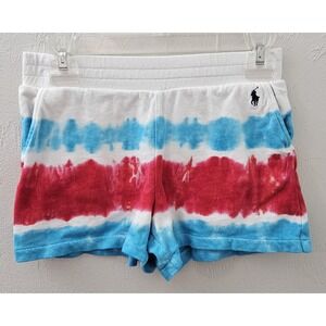Polo Ralph Lauren Kids Tie-Dye 100% Cotton Girls Kids Shorts Red White Blue USA
